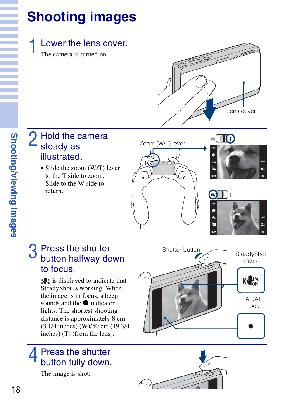 Shooting images | Sony DSC-T700 User Manual | Page 18 / 60