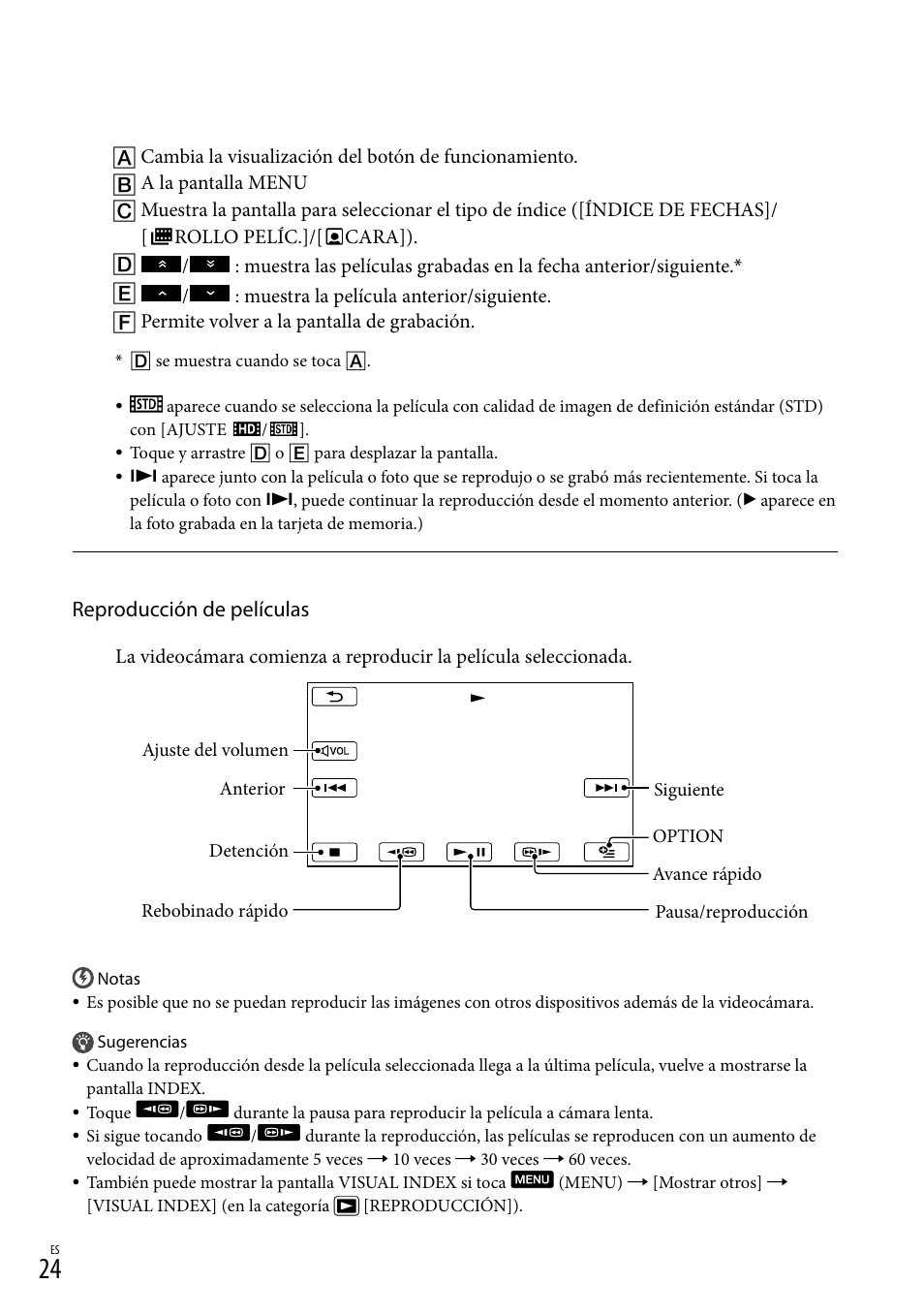 Reproducción de películas | Sony HDR-CX110 User Manual | Page 100 / 151