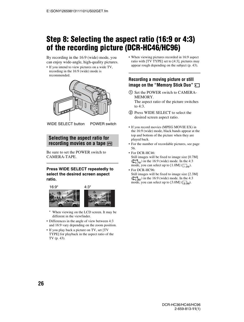 Dcr-hc46/hc96) | Sony DCR-HC36 User Manual | Page 26 / 140
