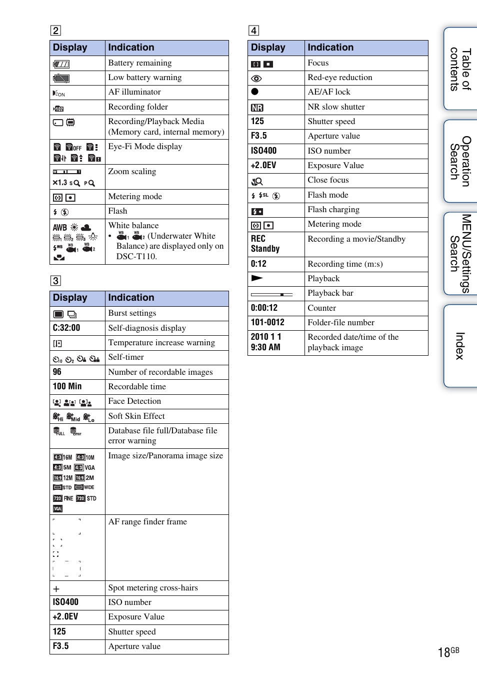 Sony DSC-T110 User Manual | Page 18 / 164