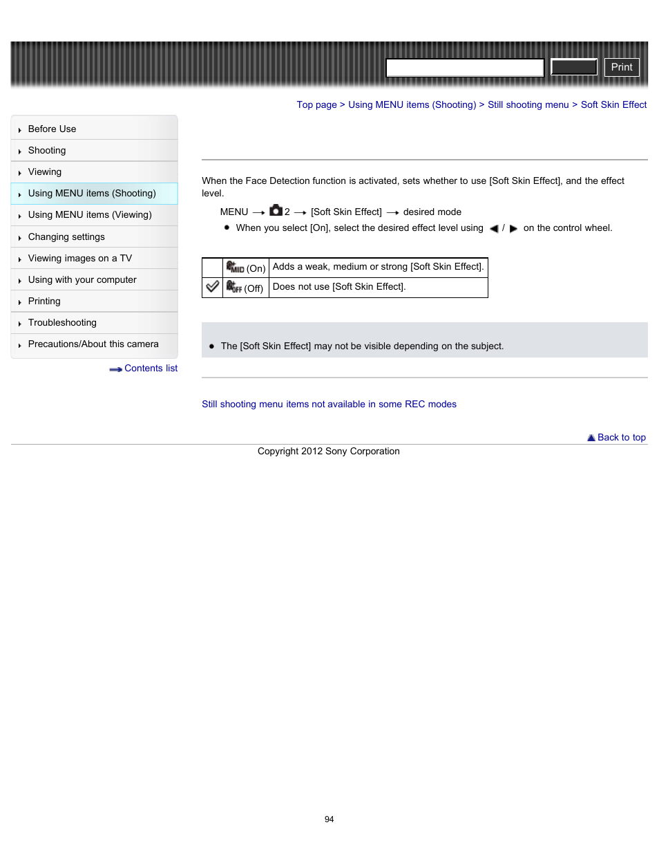 Soft skin effect, Cyber-shot user guide | Sony DSC-RX100 User Manual | Page 101 / 259