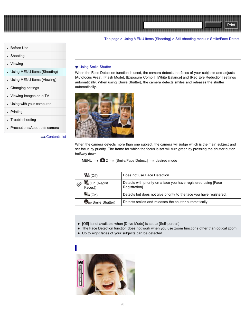 Smile/face detect, Cyber-shot user guide | Sony DSC-RX100 User Manual | Page 102 / 259