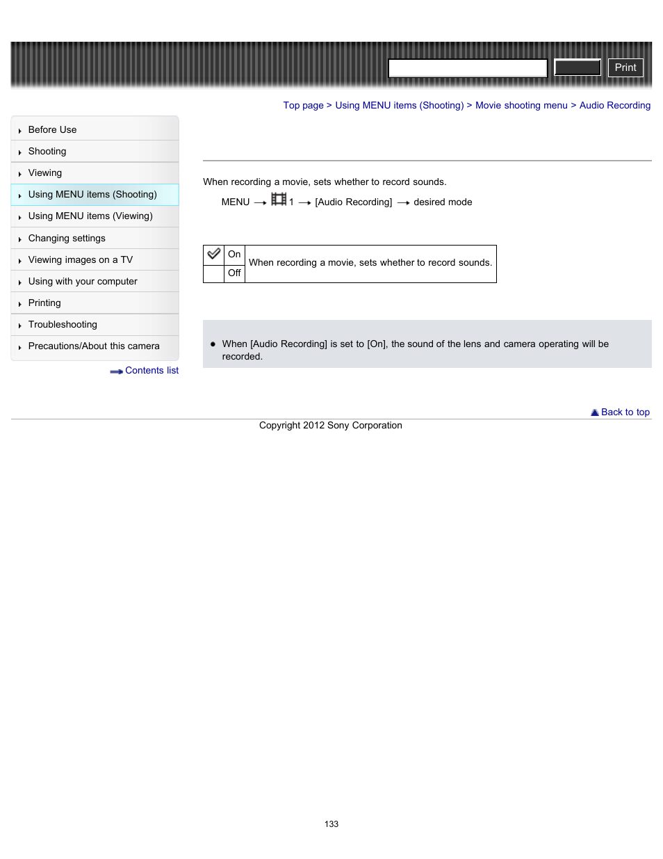Audio recording, Cyber-shot user guide | Sony DSC-RX100 User Manual | Page 140 / 259