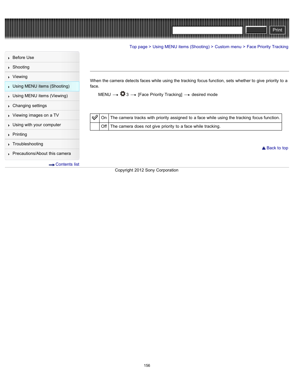 Face priority tracking, Details, Cyber-shot user guide | Sony DSC-RX100 User Manual | Page 163 / 259