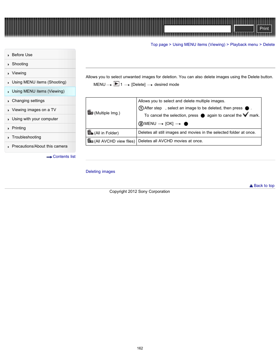 Delete, Details, Cyber-shot user guide | Sony DSC-RX100 User Manual | Page 169 / 259