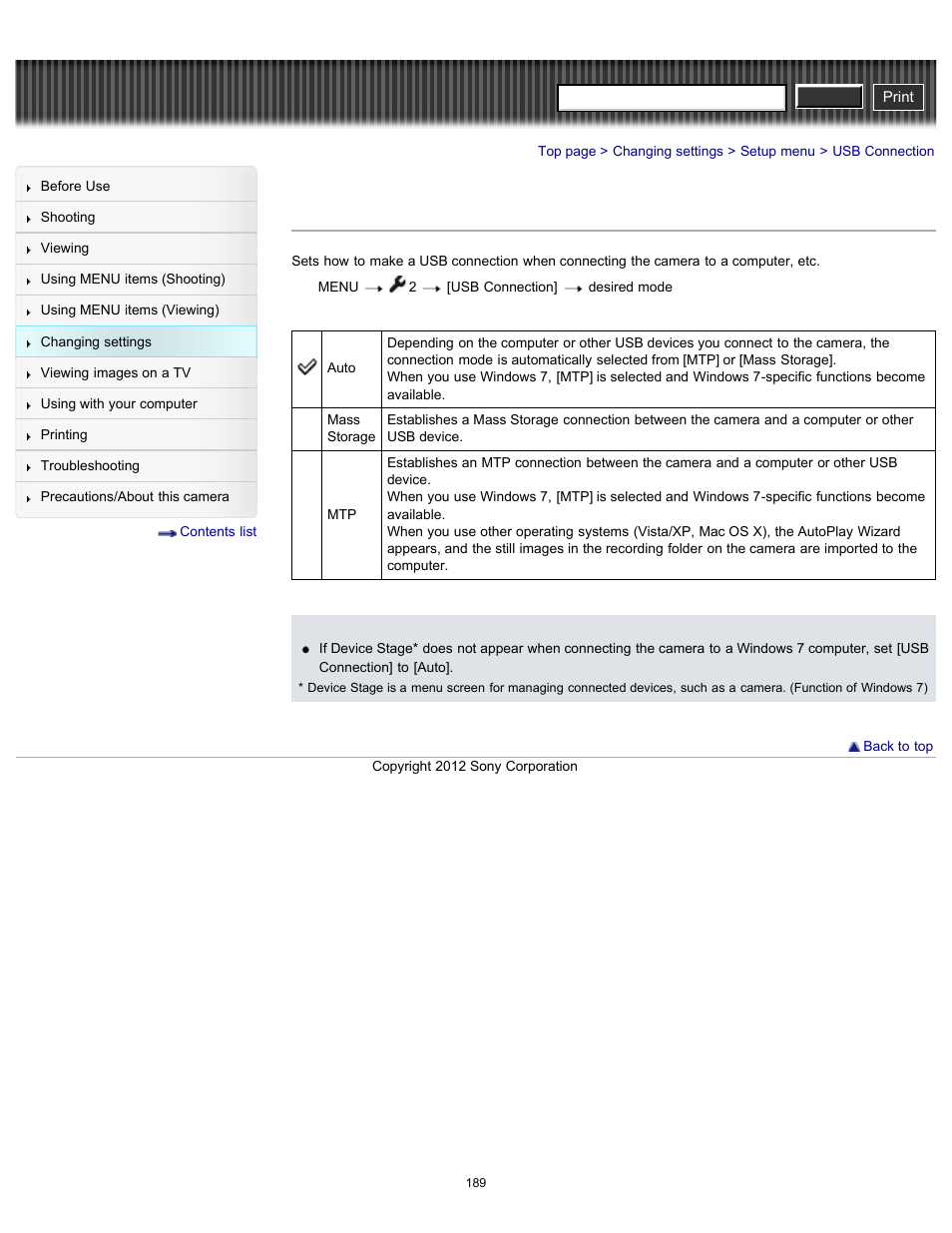 Usb connection, Cyber-shot user guide | Sony DSC-RX100 User Manual | Page 196 / 259