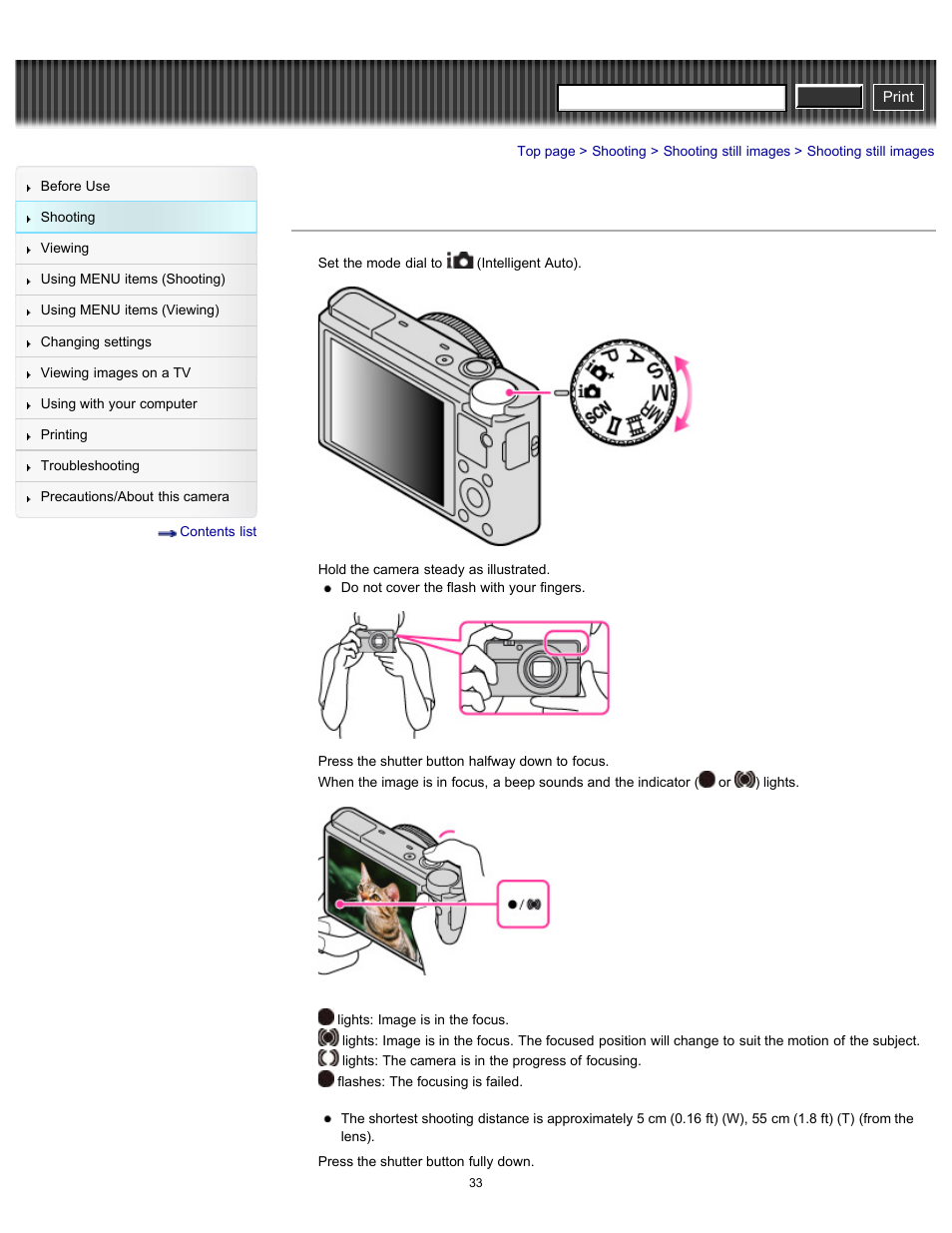 Shooting still images, Cyber-shot user guide | Sony DSC-RX100 User Manual | Page 40 / 259