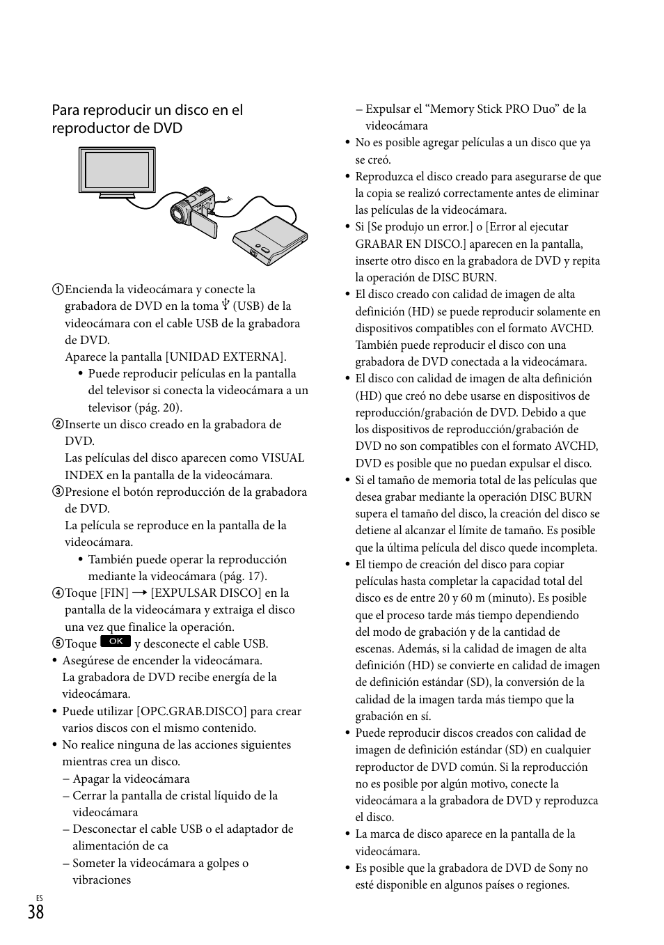 Para reproducir un disco en el reproductor de dvd | Sony HDR-CX520V User Manual | Page 106 / 135