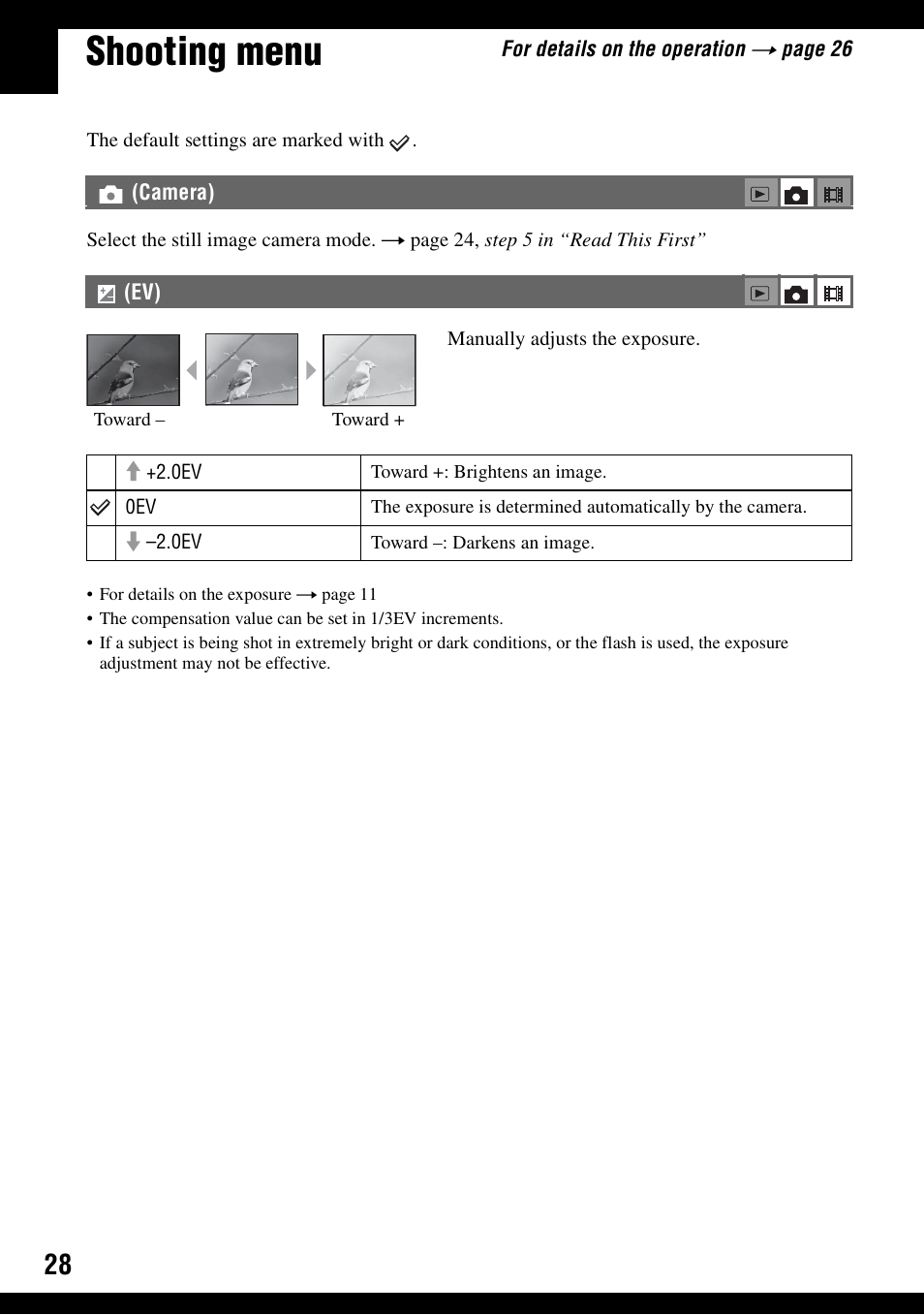 Shooting menu, Camera) | Sony DSC-S600 User Manual | Page 28 / 99