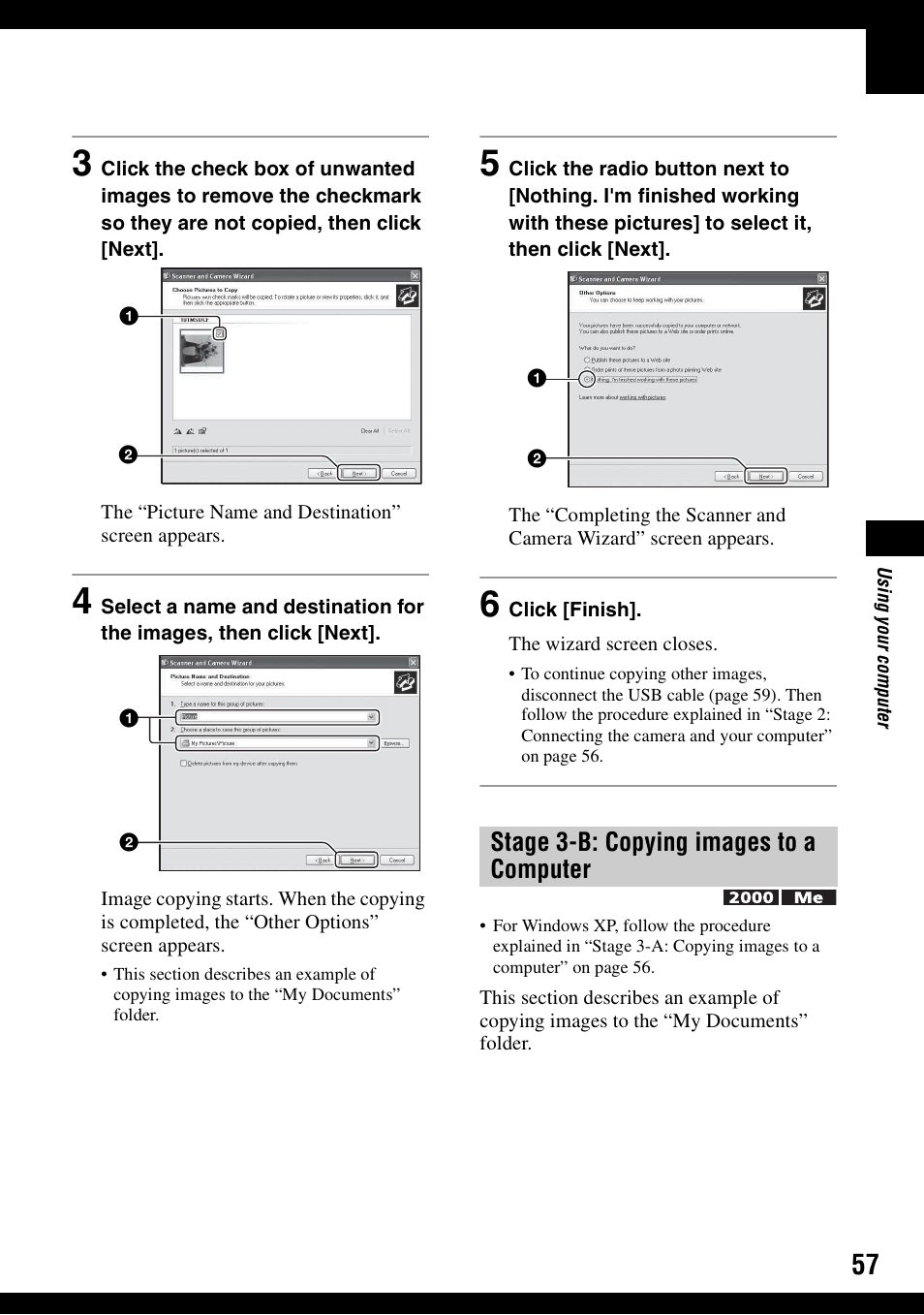 Stage 3-b: copying images to a computer | Sony DSC-S600 User Manual | Page 57 / 99