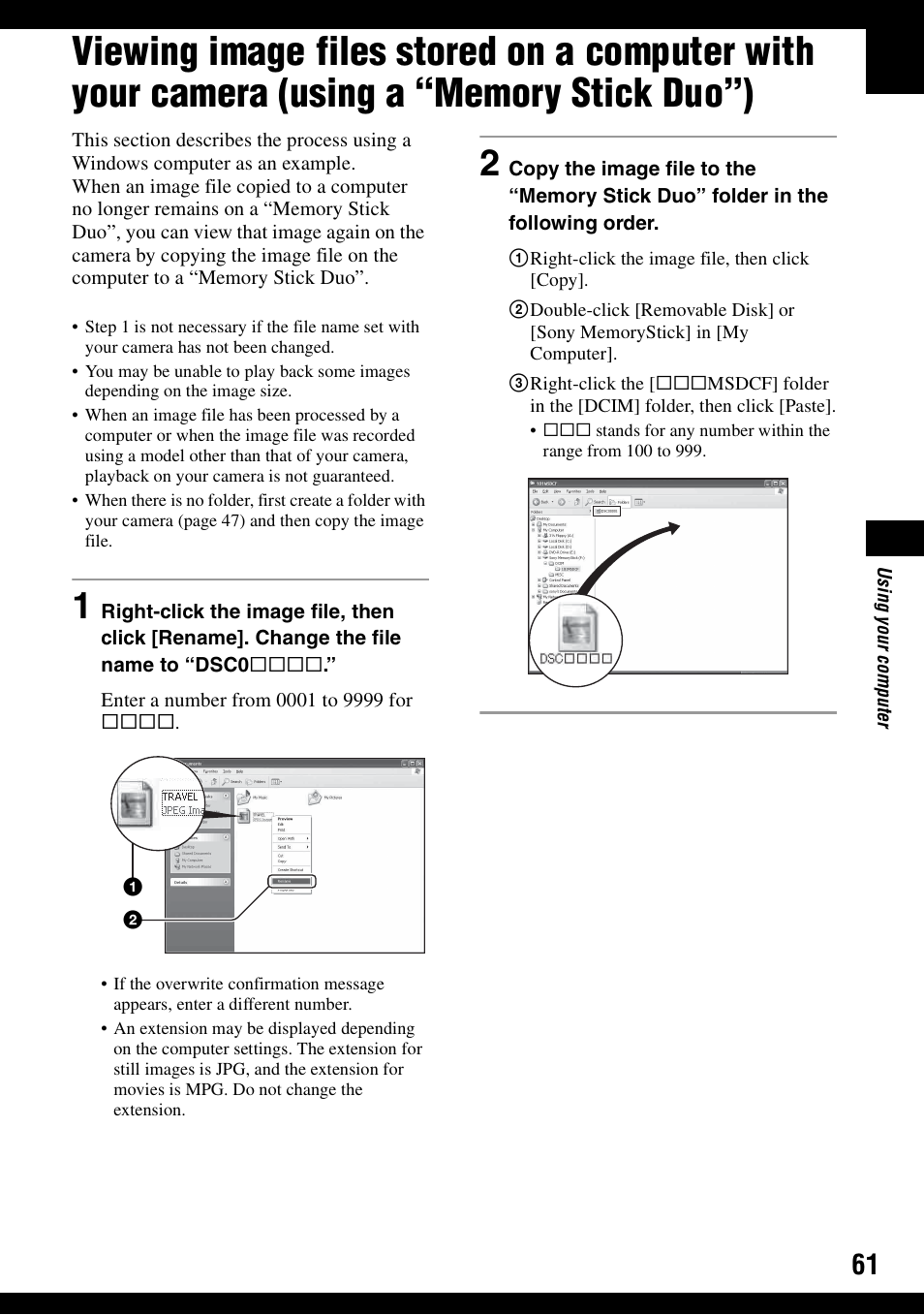 Sony DSC-S600 User Manual | Page 61 / 99