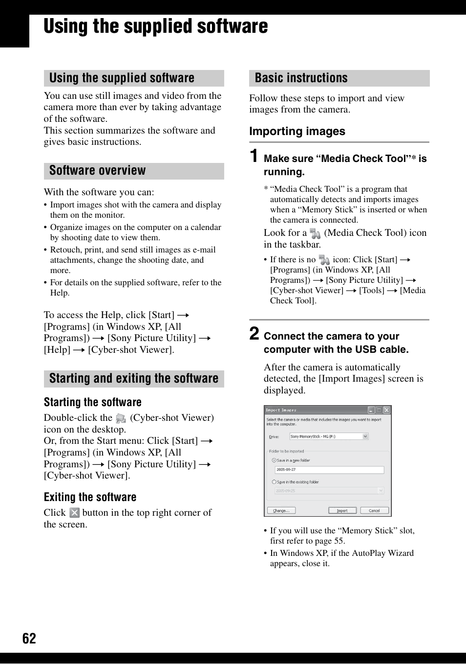 Using the supplied software | Sony DSC-S600 User Manual | Page 62 / 99