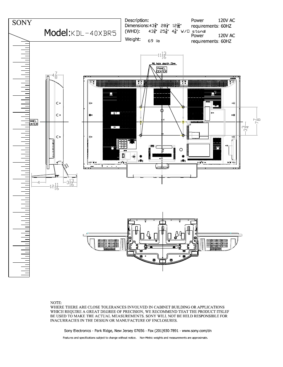 L®l s i, Sony model:kdl-40xbr5 | Sony KDL-40XBR5 User Manual | Page 2 / 2