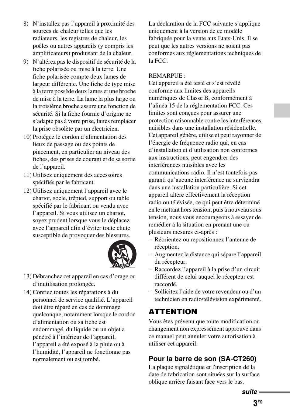Attention | Sony HT-CT260 User Manual | Page 45 / 130