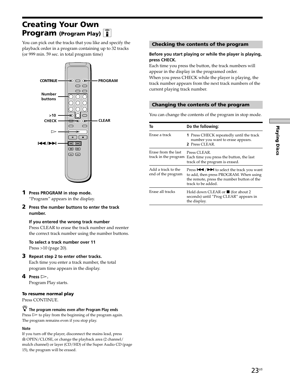 Creating your own program | Sony SCD-XA9000ES User Manual | Page 23 / 34