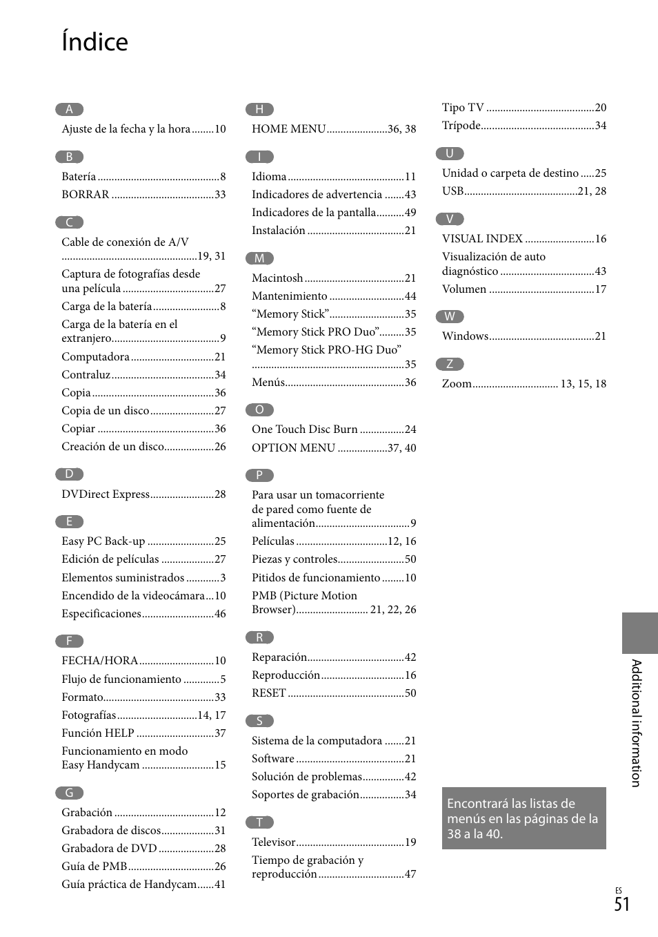 Índice | Sony DCR-SX40 User Manual | Page 105 / 108
