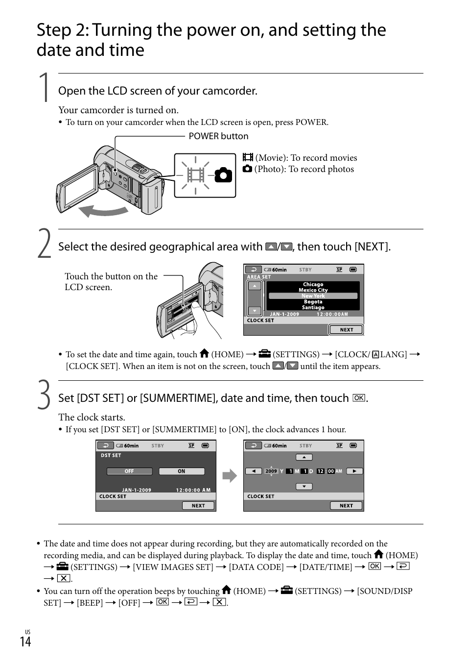 14) o | Sony DCR-SX40 User Manual | Page 14 / 108