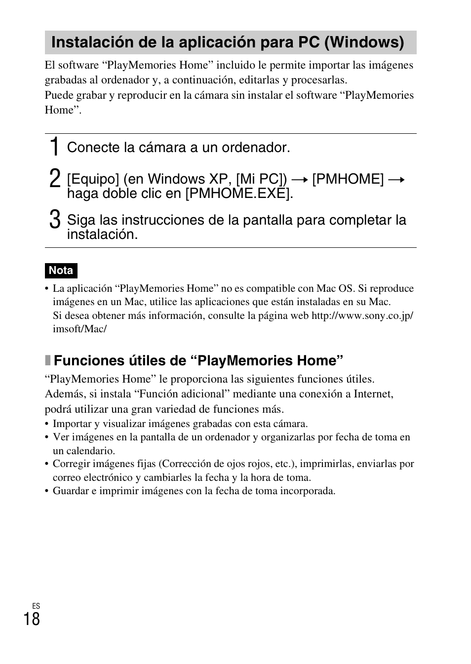 Instalación de la aplicación para pc (windows) | Sony DSC-W690 User Manual | Page 42 / 48