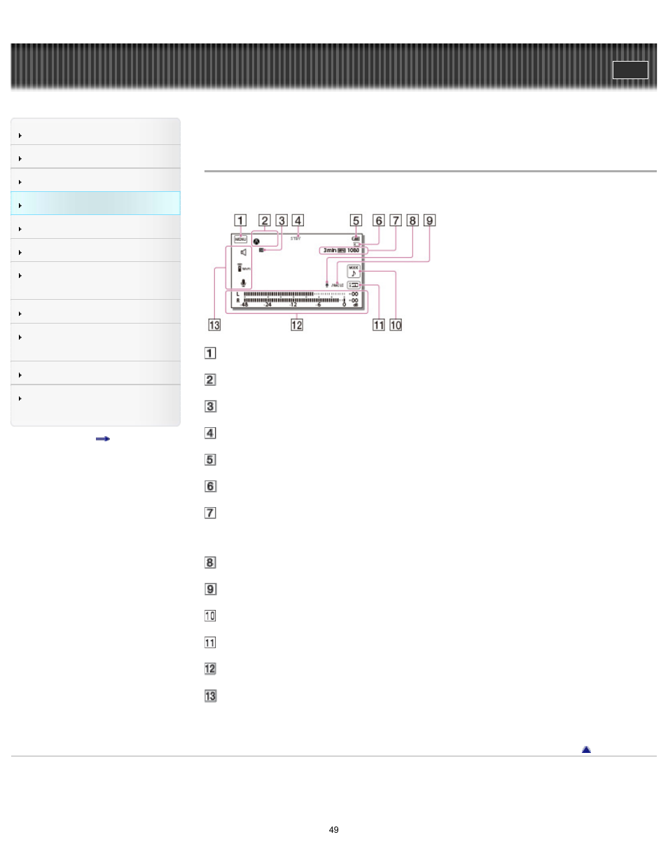 Screen indicators during recording, User guide | Sony HDR-MV1 User Manual | Page 49 / 171