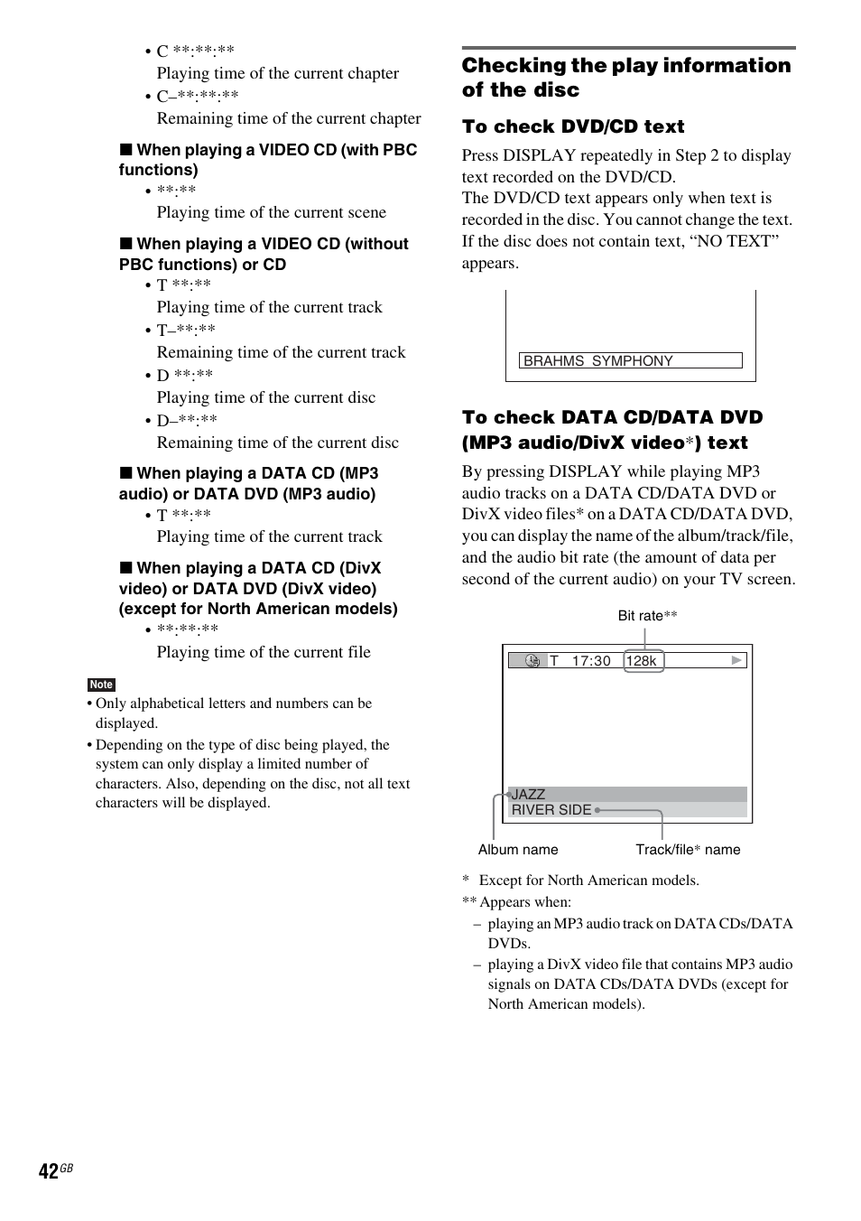 Checking the play information of the disc | Sony DAV-DZ120 User Manual | Page 42 / 96