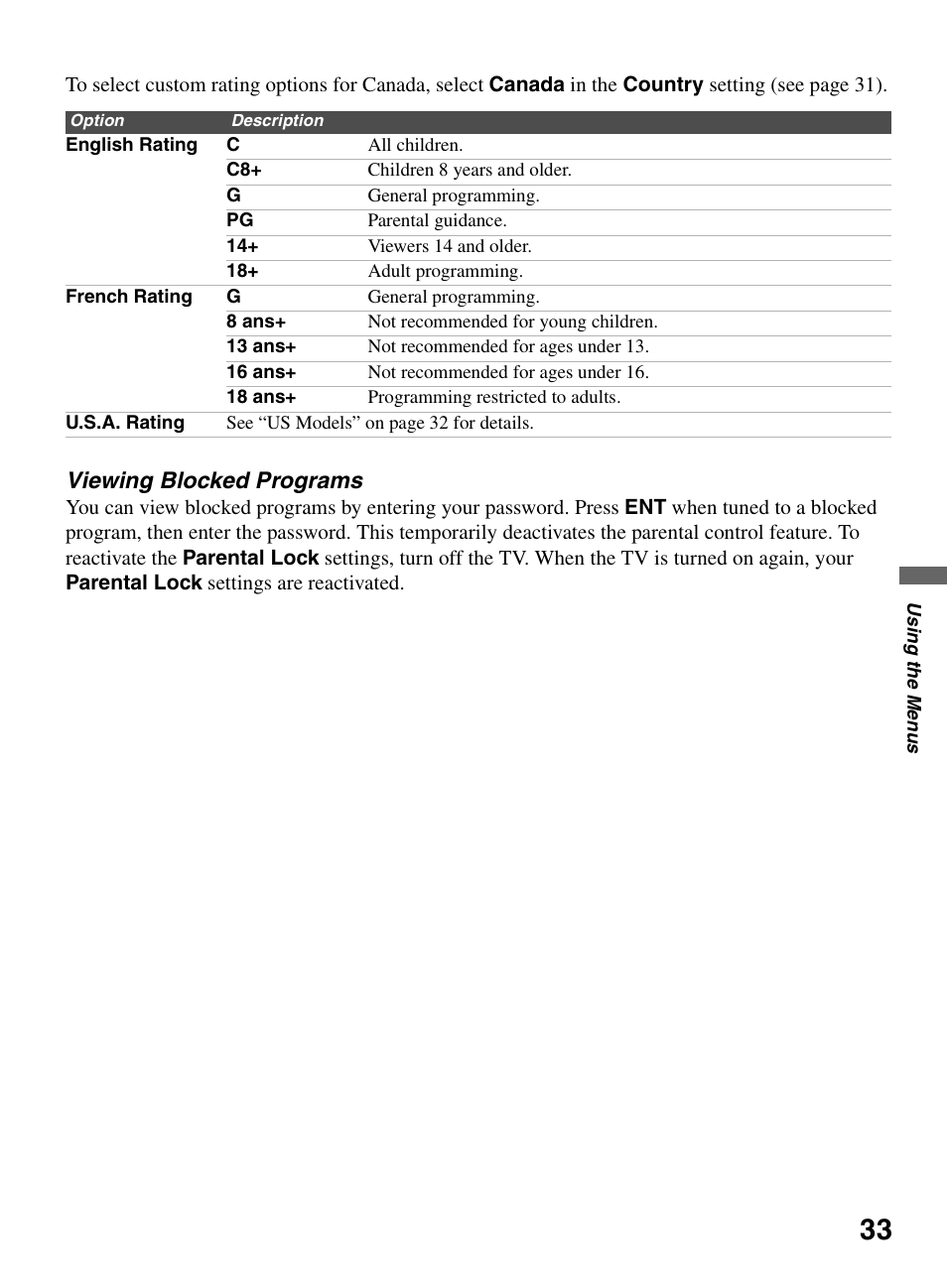Viewing blocked programs | Sony KDL-32L504 User Manual | Page 33 / 48