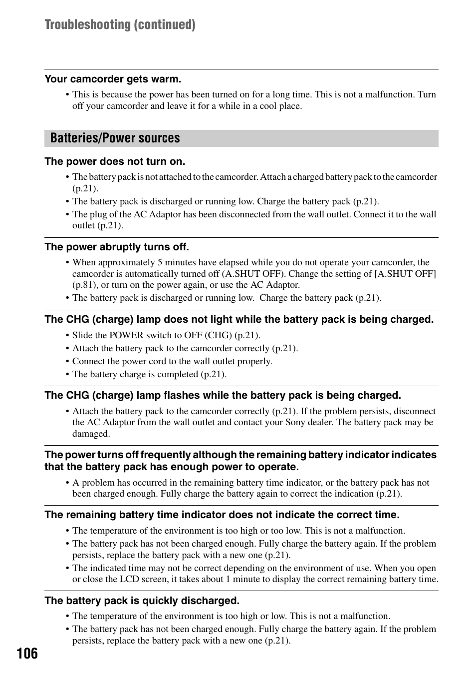 Sony DCR-DVD505 User Manual | Page 106 / 152