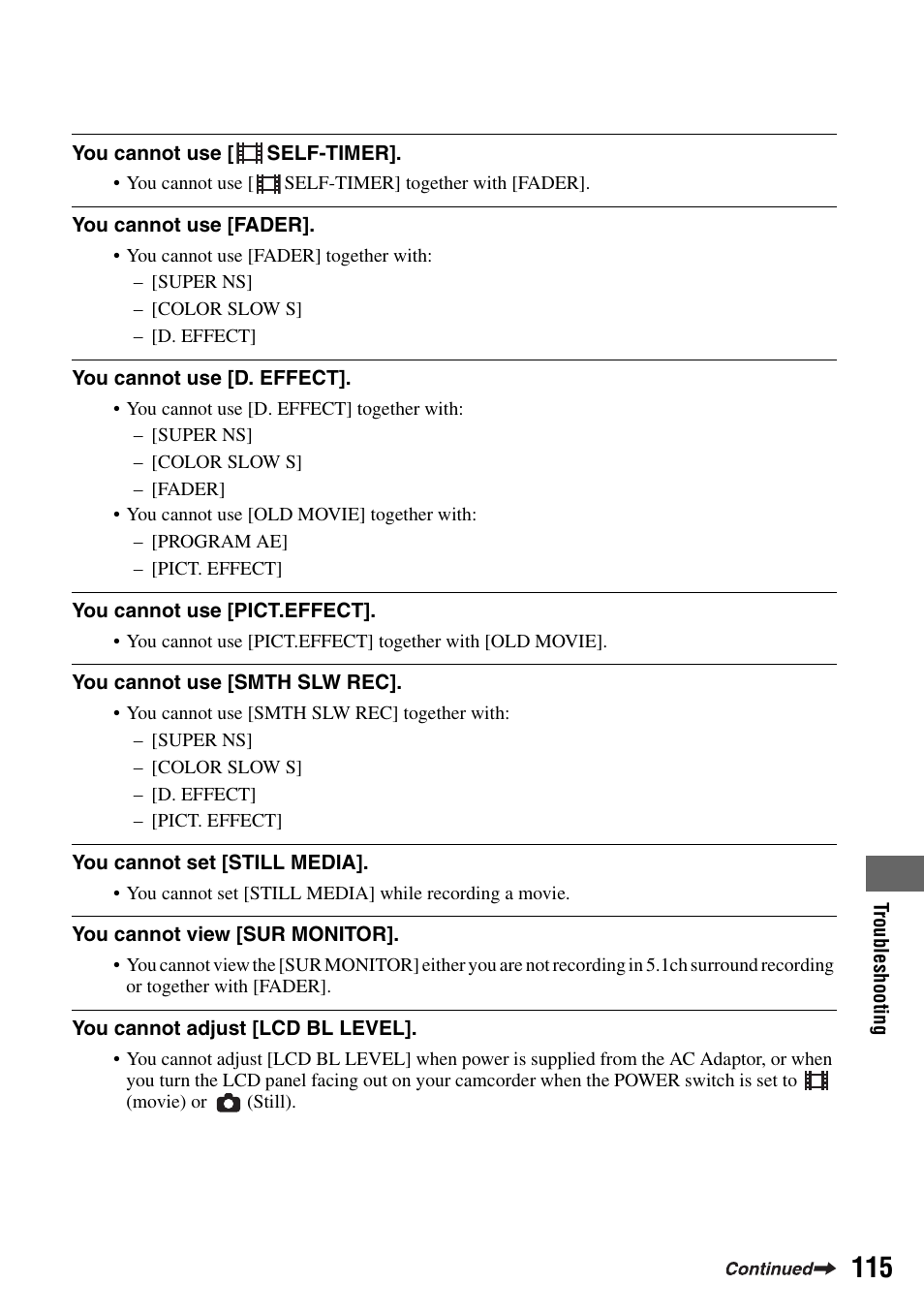 Sony DCR-DVD505 User Manual | Page 115 / 152