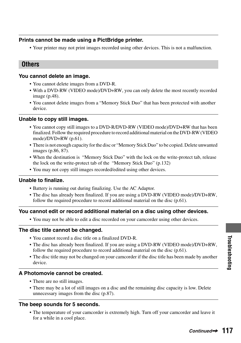 Others | Sony DCR-DVD505 User Manual | Page 117 / 152