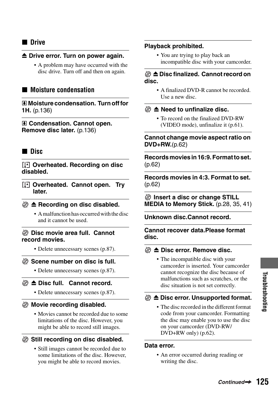 Sony DCR-DVD505 User Manual | Page 125 / 152