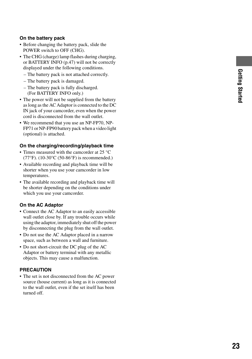 Sony DCR-DVD505 User Manual | Page 23 / 152