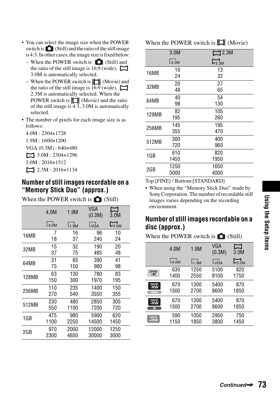 Sony DCR-DVD505 User Manual | Page 73 / 152