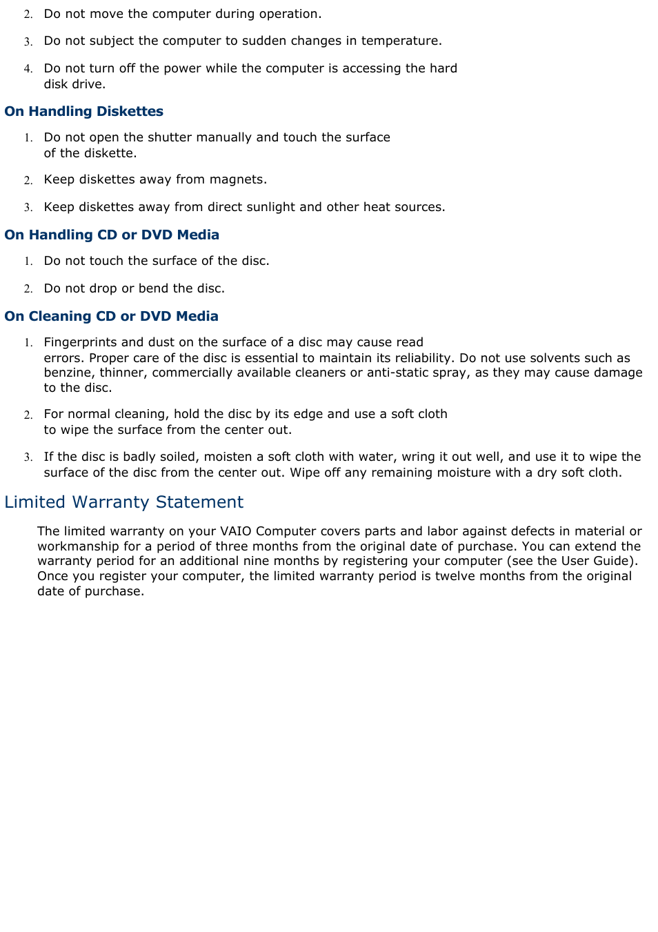 Limited warranty statement | Sony PCV-R545DS User Manual | Page 408 / 439