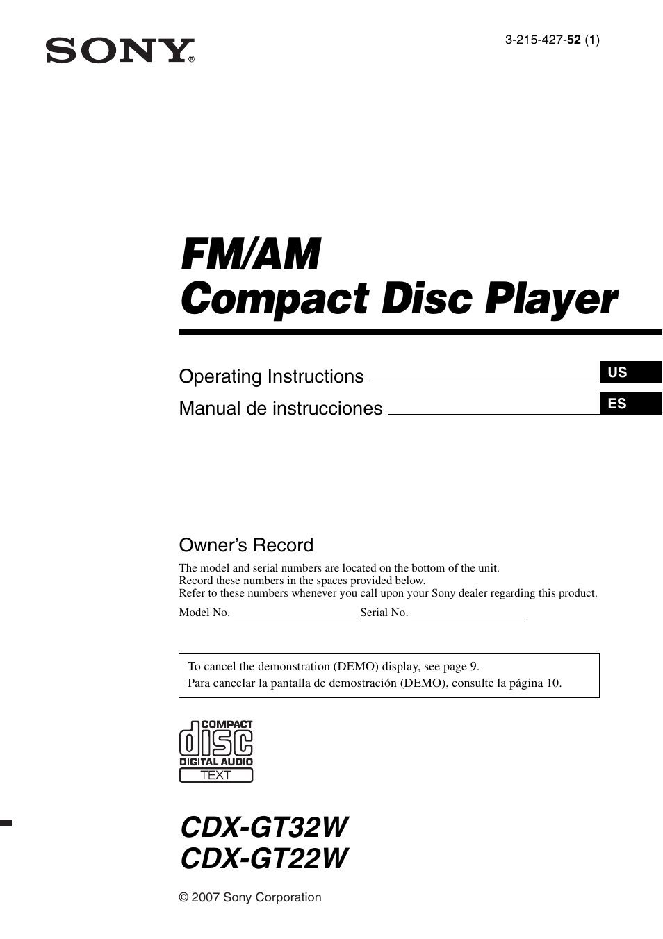 Sony CDX-GT22W User Manual | 36 pages