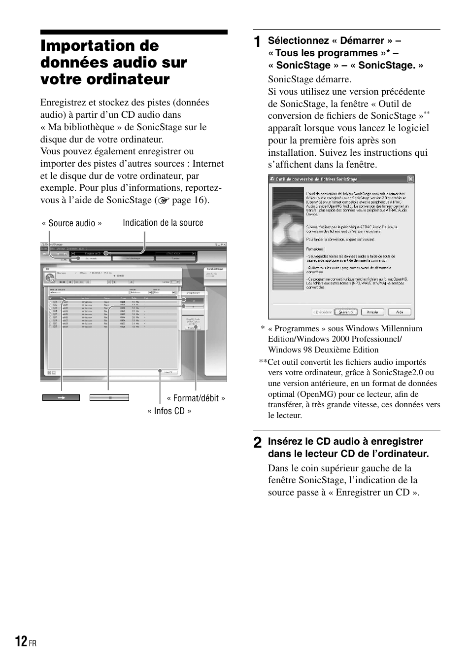 Importation de données audio sur votre ordinateur, Importation de données audio sur, Votre ordinateur | Sony NW-HD3 User Manual | Page 120 / 358
