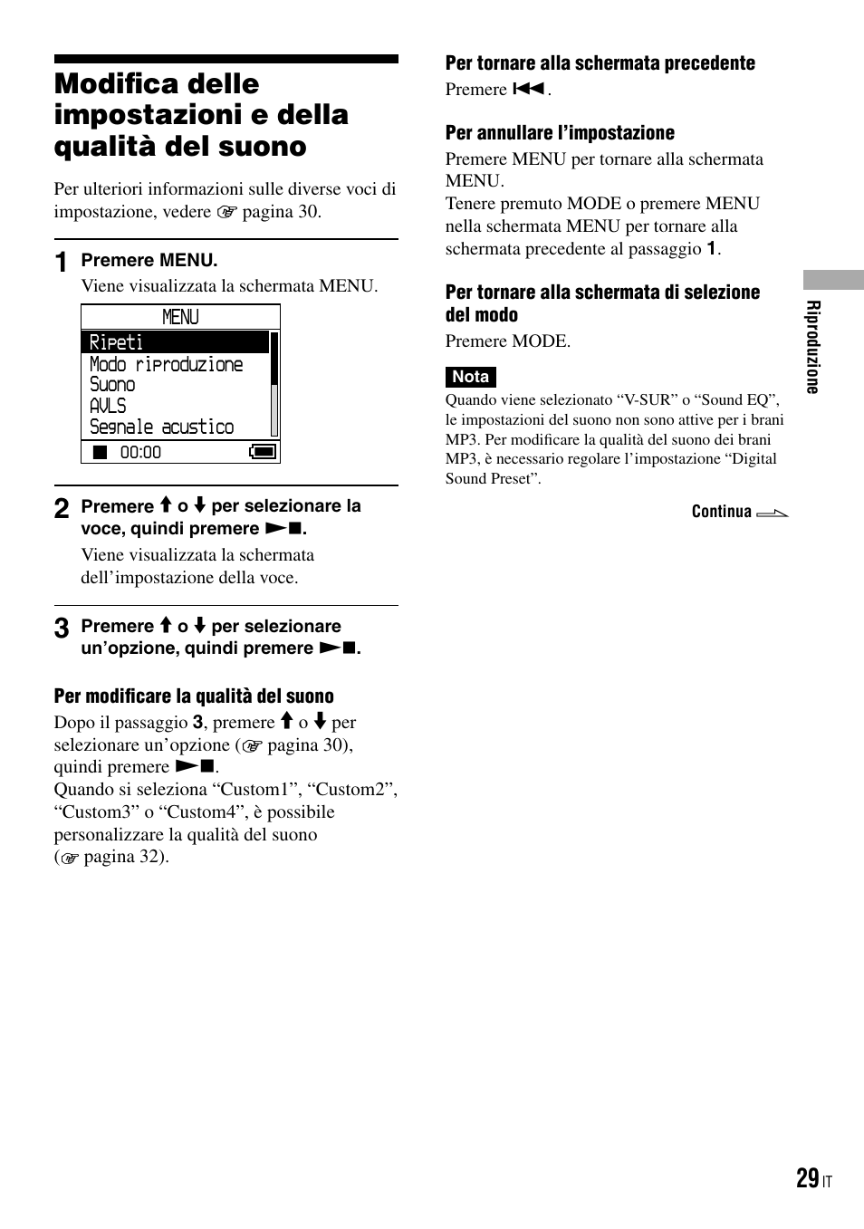 Modifica delle impostazioni e della, Qualità del suono | Sony NW-HD3 User Manual | Page 187 / 358