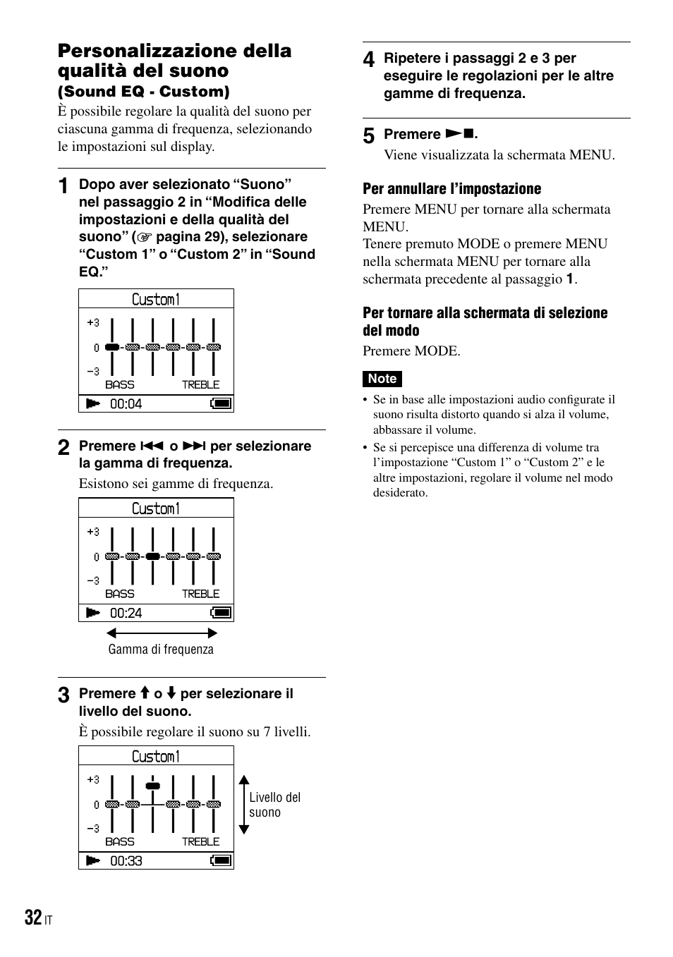 Personalizzazione della qualità del suono, Sound eq - custom) | Sony NW-HD3 User Manual | Page 190 / 358