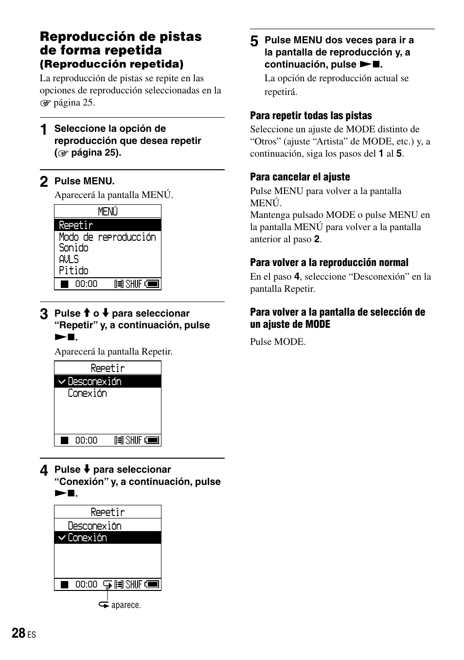 Reproducción de pistas de forma repetida, Reproducción repetida) | Sony NW-HD3 User Manual | Page 236 / 358