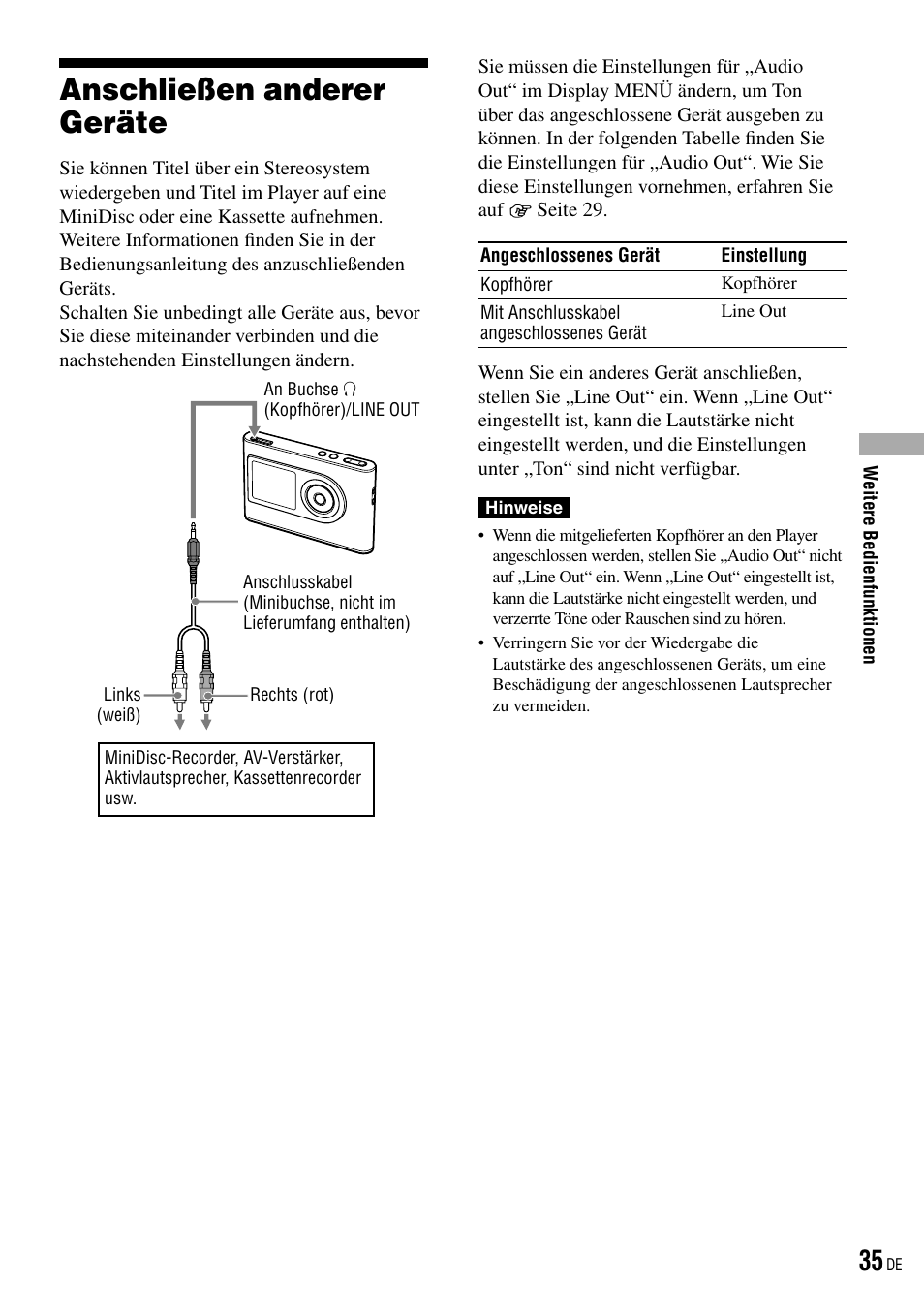 Anschließen anderer geräte | Sony NW-HD3 User Manual | Page 293 / 358