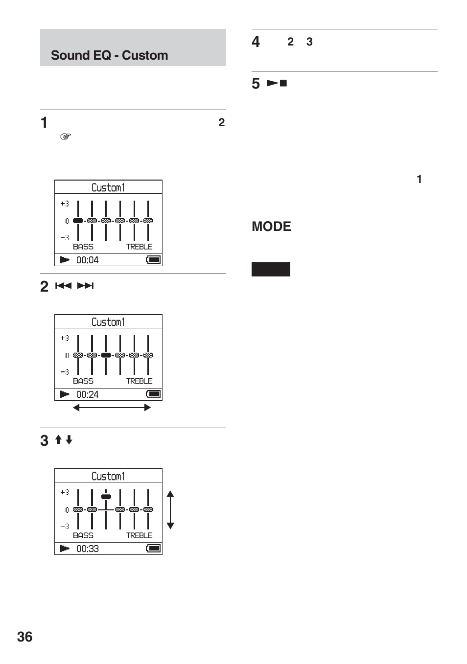 好みの音質に細かく設定する（custom, 好みの音質に細かく設定する, Sound eq - custom | Mode | Sony NW-HD3 User Manual | Page 38 / 358