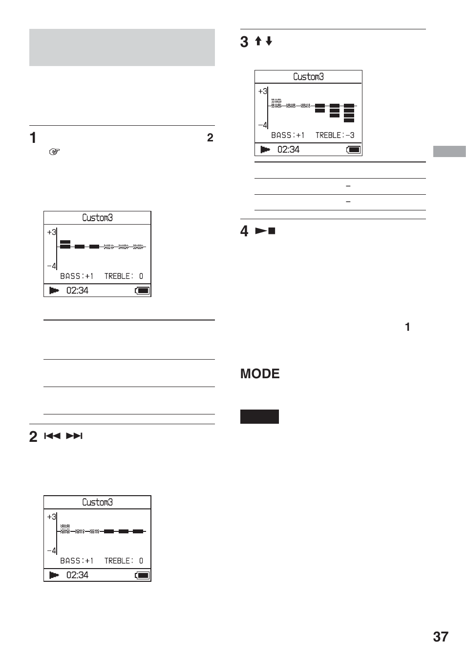 高音や低音を強調する（デジタルサウンドプリセット, 高音や低音を強調する, デジタルサウンド | プリセット, Mode | Sony NW-HD3 User Manual | Page 39 / 358