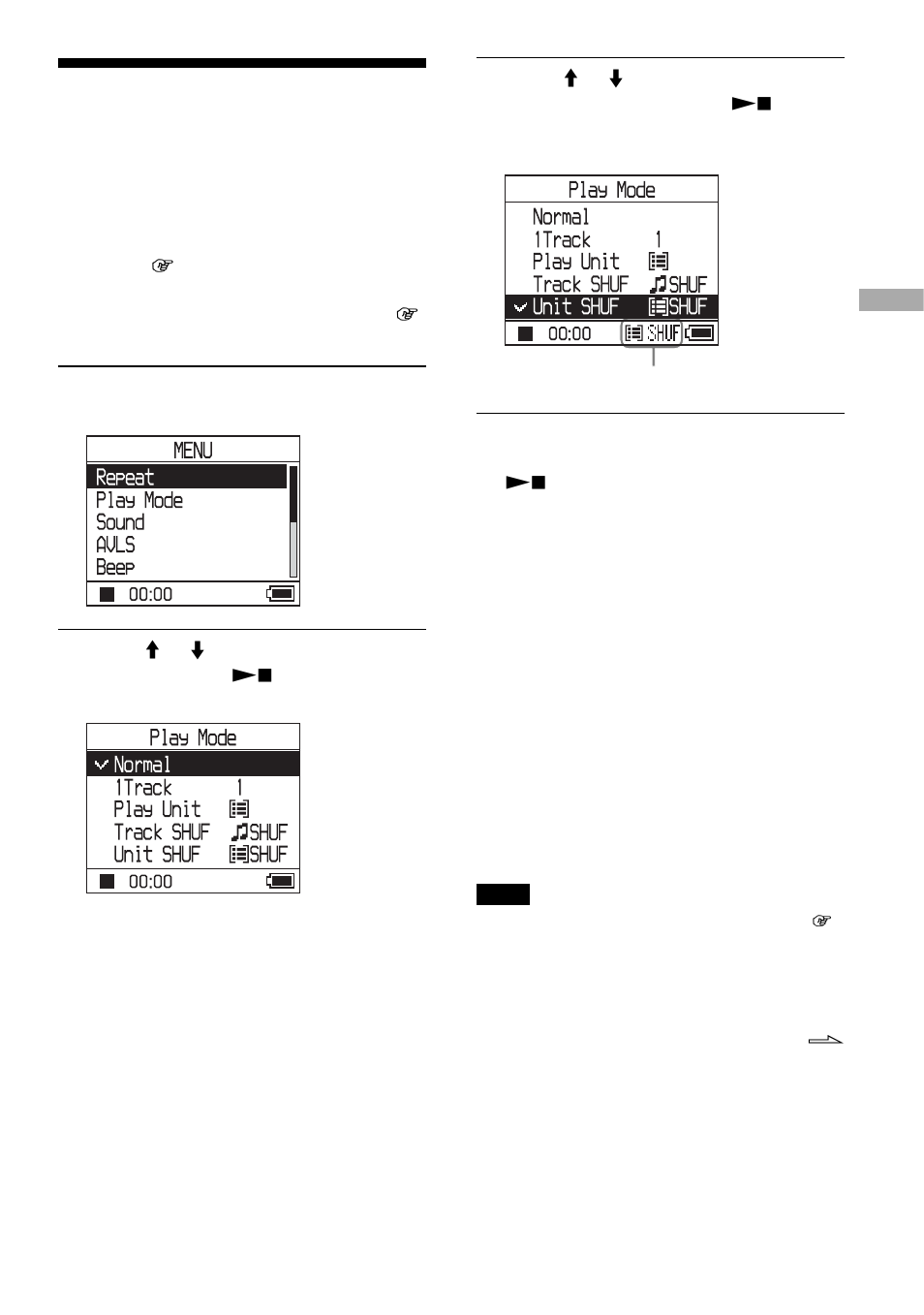 Changing playback options (play mode), Changing playback options, Play mode) | Sony NW-HD3 User Manual | Page 83 / 358