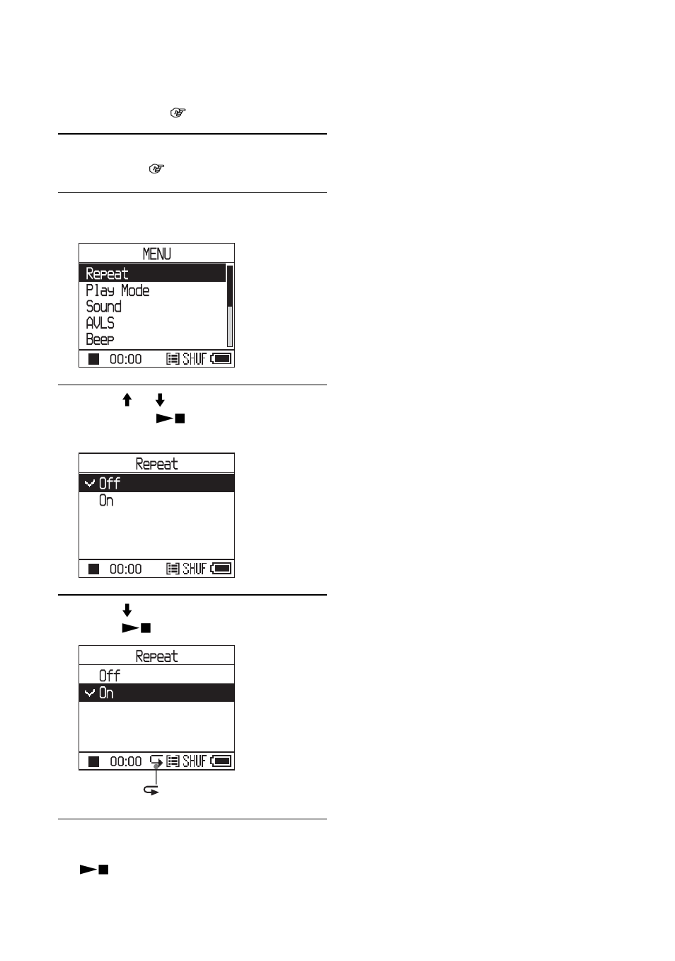 Playing tracks repeatedly (repeat play), Repeat indicator, Repeatedly | Playing tracks repeatedly | Sony NW-HD3 User Manual | Page 86 / 358