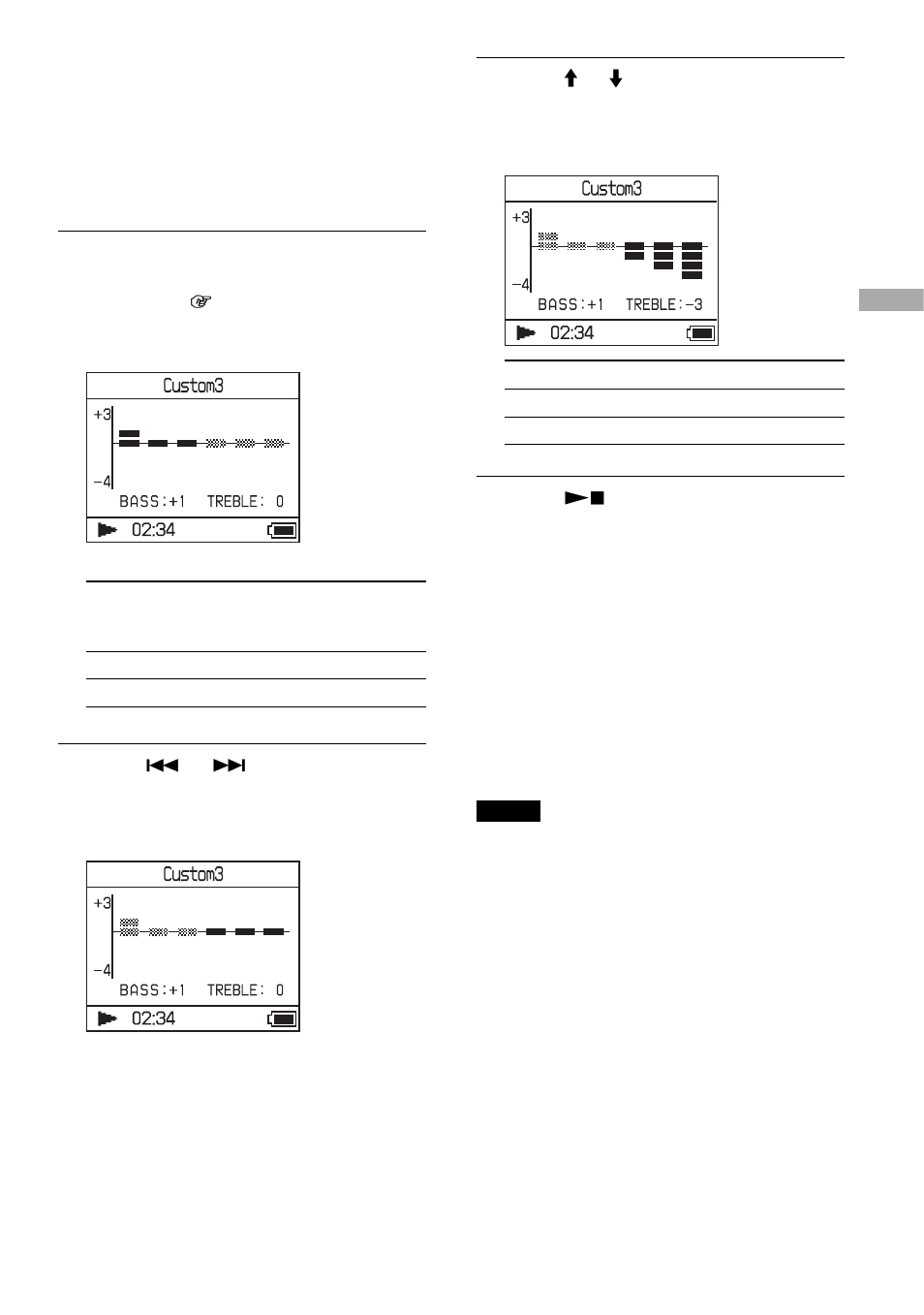 Adjusting treble and bass emphasis, Digital sound preset), 33 for details) | Sony NW-HD3 User Manual | Page 91 / 358