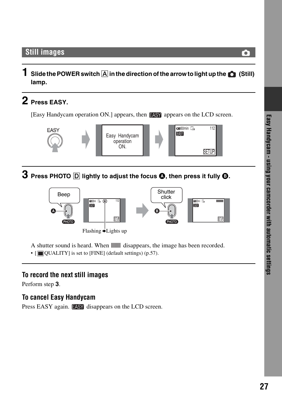 Still images | Sony DCR-SR100 User Manual | Page 27 / 107