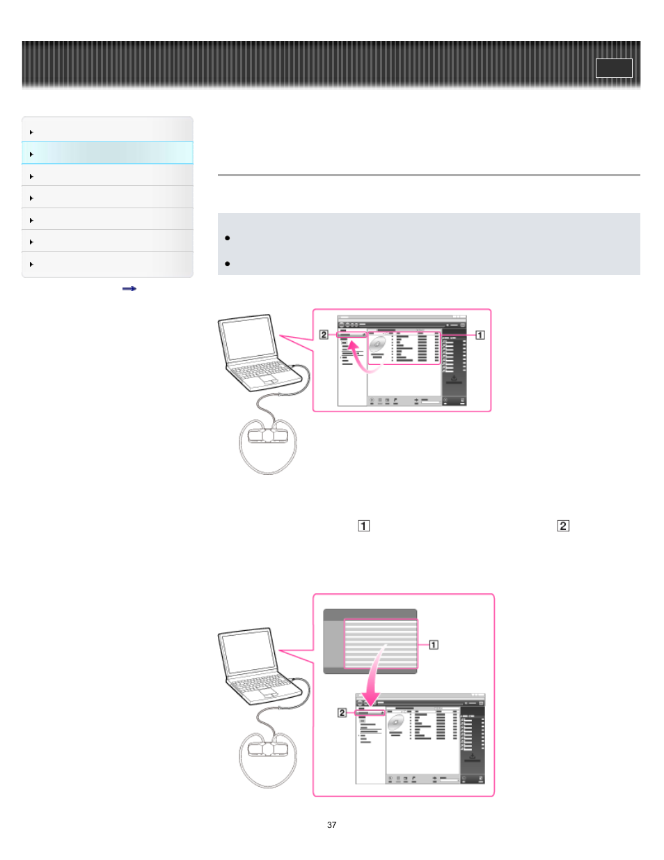 Transferring music using media go, Details | Sony NWZ-W273BLUE User Manual | Page 37 / 81