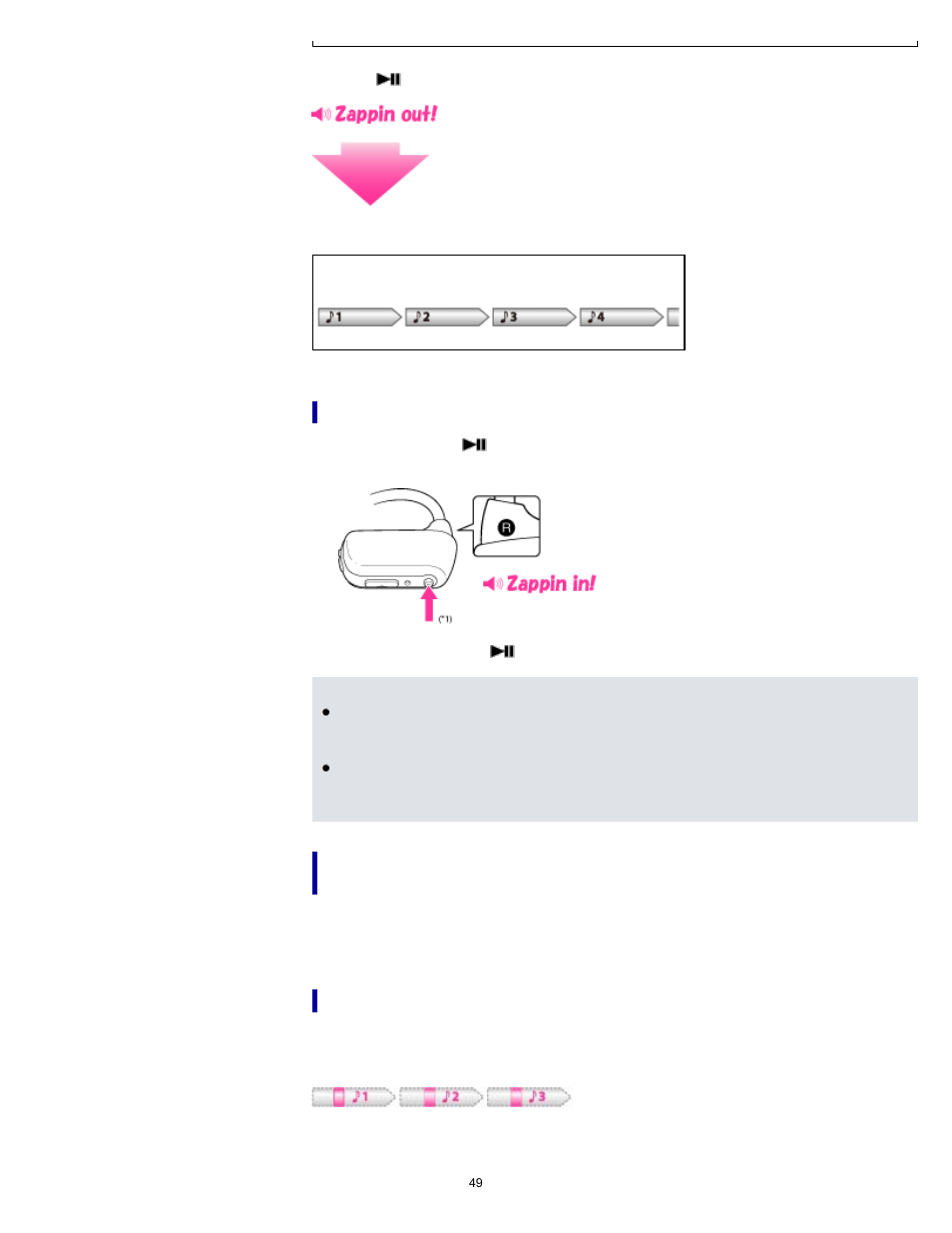 Starting zappin playback | Sony NWZ-W273BLUE User Manual | Page 49 / 81