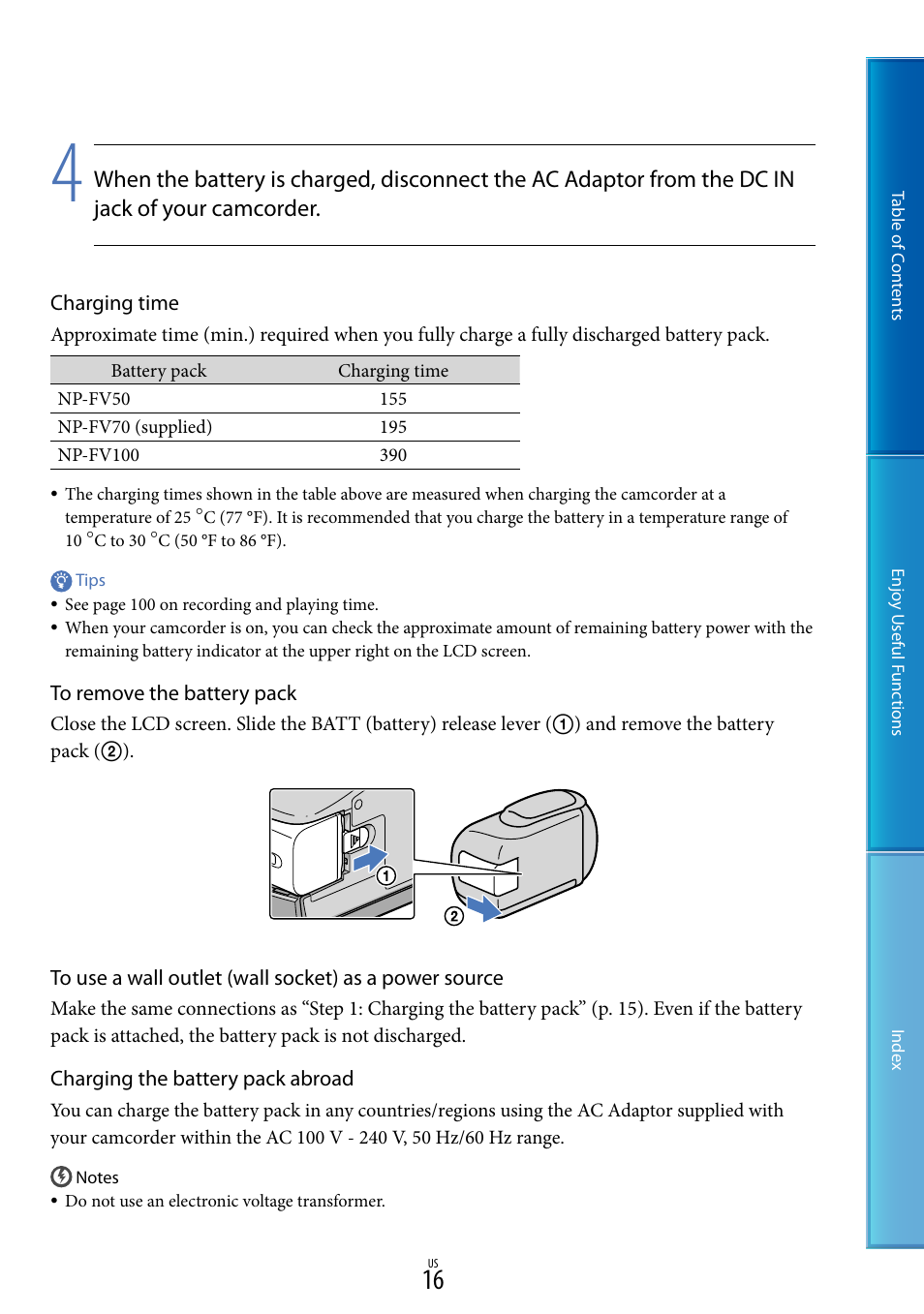 Sony HDR-TD10 User Manual | Page 16 / 119