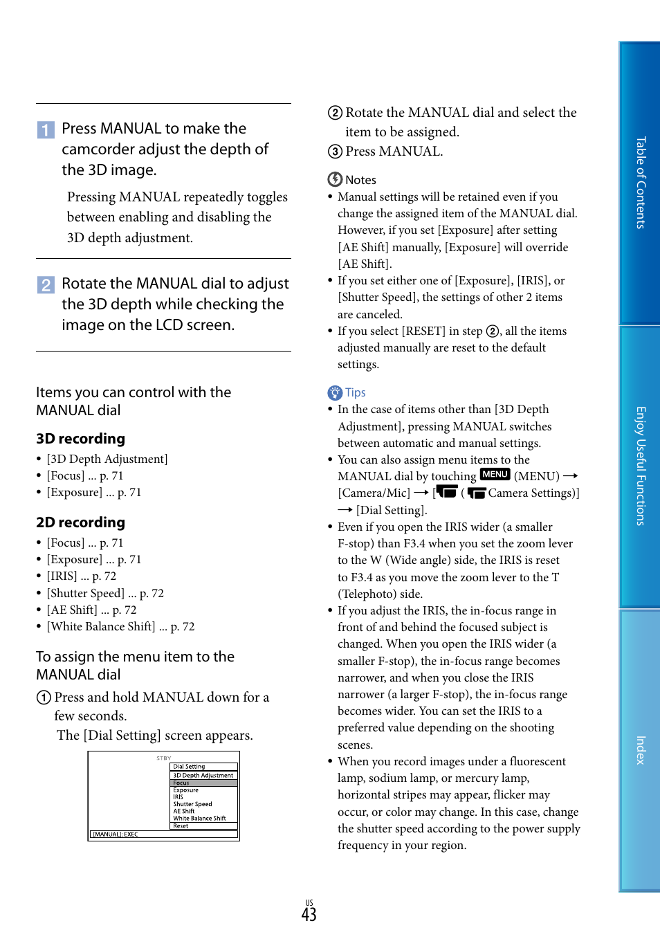 2d recording | Sony HDR-TD10 User Manual | Page 43 / 119