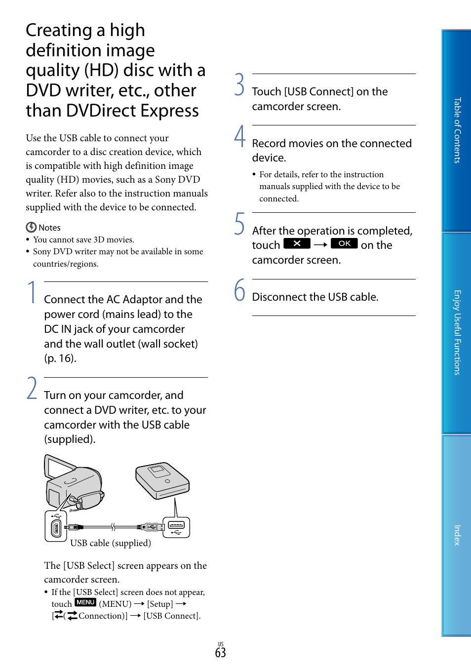Other than dvdirect express | Sony HDR-TD10 User Manual | Page 63 / 119