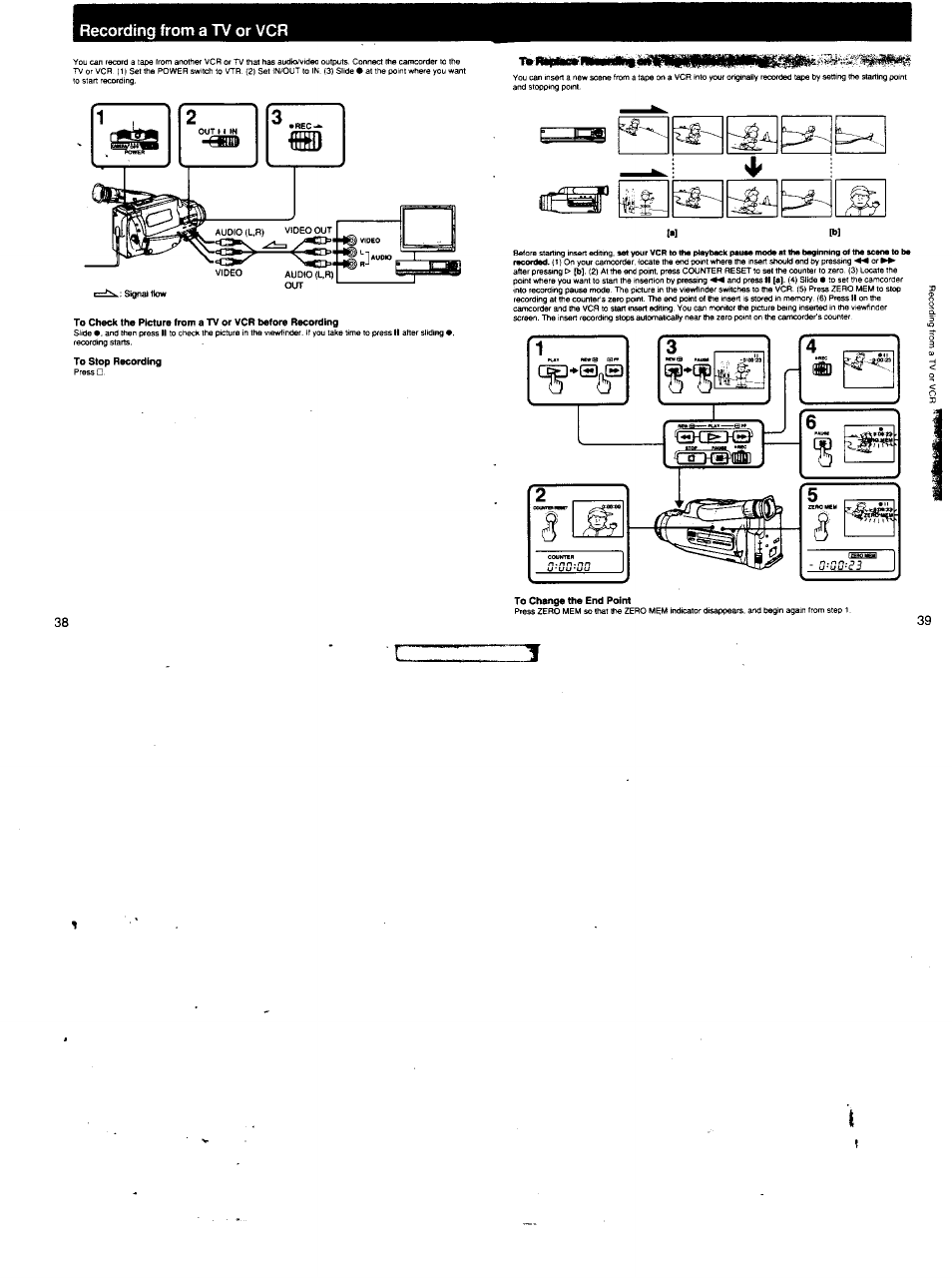 Recording from a tv or vcr | Sony CCD-FX620 User Manual | Page 20 / 28